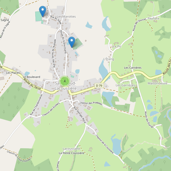 Carte des parkings à Saint-Saud-Lacoussière Thumbnail