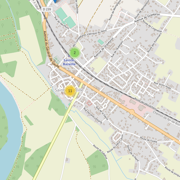 Carte des parkings à Sainte-Bazeille Thumbnail