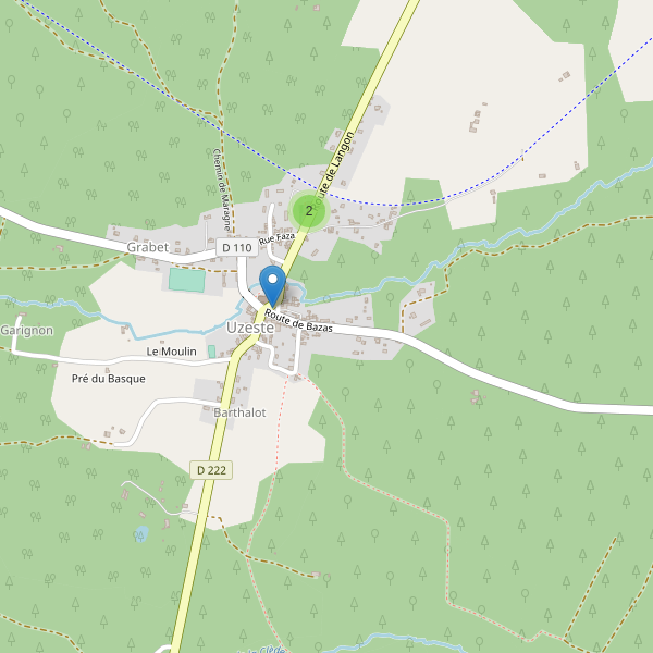 Carte des parkings à Uzeste Thumbnail