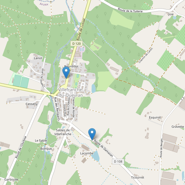 Carte des parkings à Villefranche-du-Queyran Thumbnail