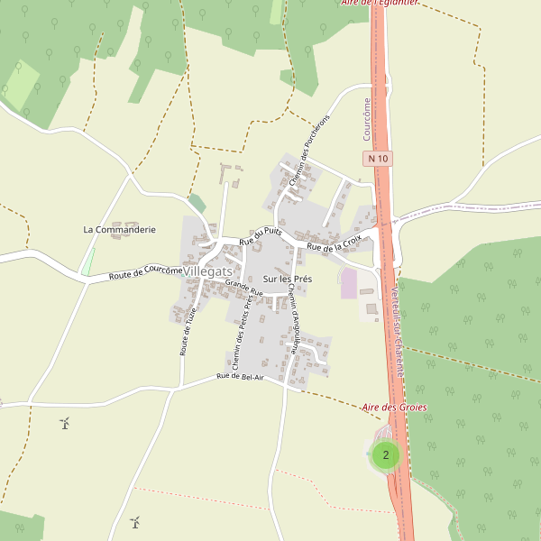 Carte des parkings à Villegats (Charente) Thumbnail