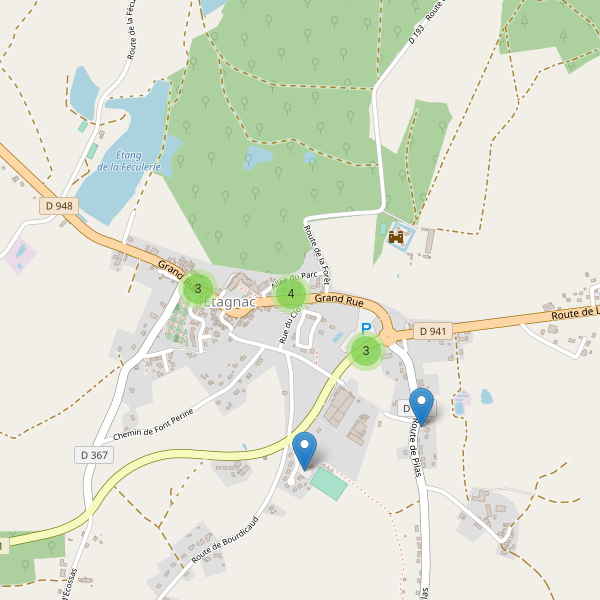 Carte des parkings à Étagnac Thumbnail