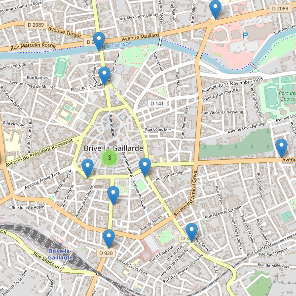 Carte des pharmacies à Brive-la-Gaillarde Thumbnail