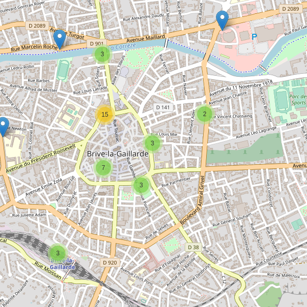 Carte des stationnement-velos à Brive-la-Gaillarde Thumbnail
