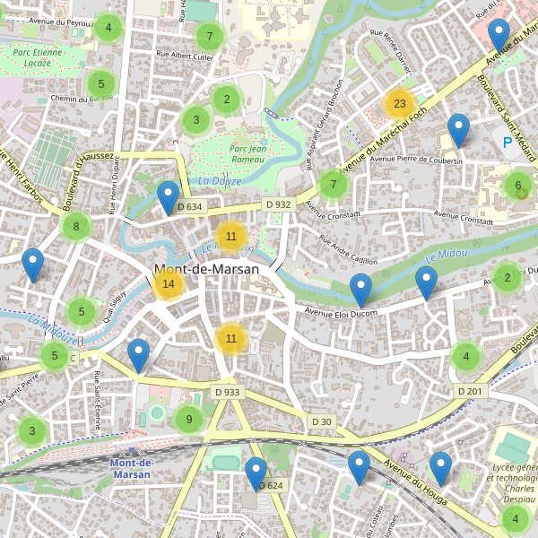Carte des stationnement-velos à Mont-de-Marsan Thumbnail