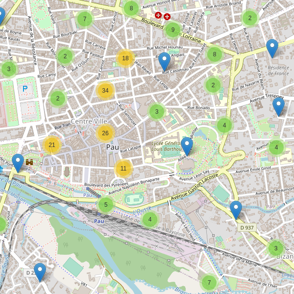 Carte des stationnement-velos à Pau Thumbnail