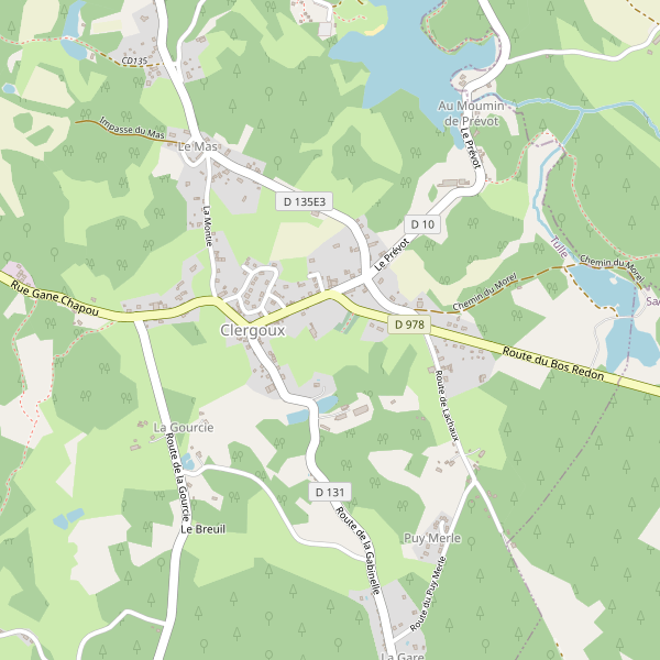 Carte des hotels à Clergoux Thumbnail