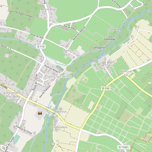 Carte des hotels à Pujols-sur-Ciron Thumbnail