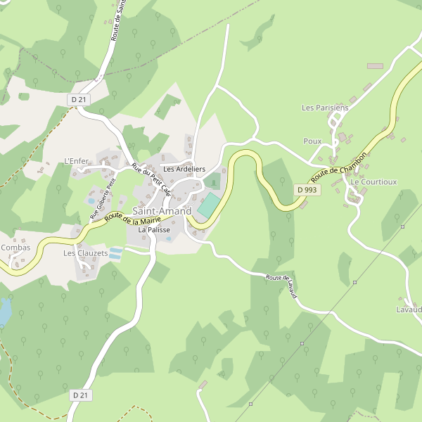 Carte des stations-autobus à Saint-Amand (Creuse) Thumbnail