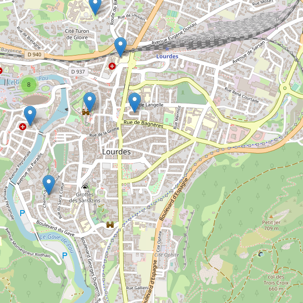 Carte des eglises à Lourdes Thumbnail