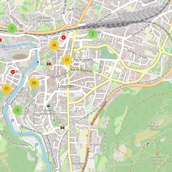 Thumbnail Carte des hôtels à Lourdes