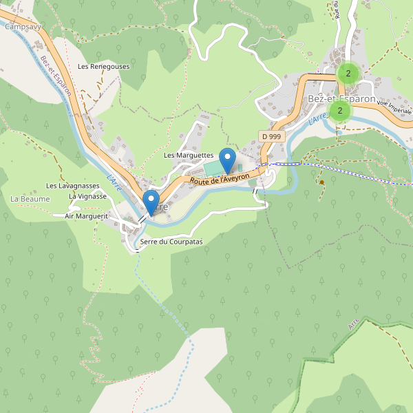 Carte des parkings à Arre Thumbnail