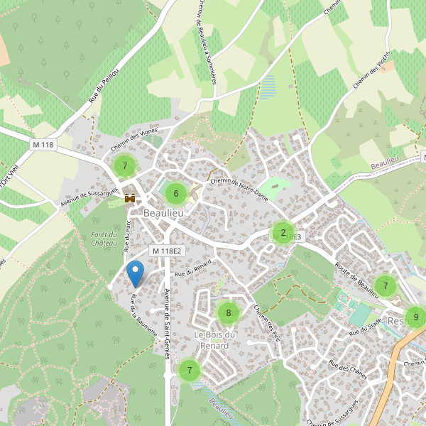 Carte des parkings à Beaulieu (Hérault) Thumbnail