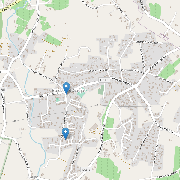 Carte des parkings à Boisset-et-Gaujac Thumbnail