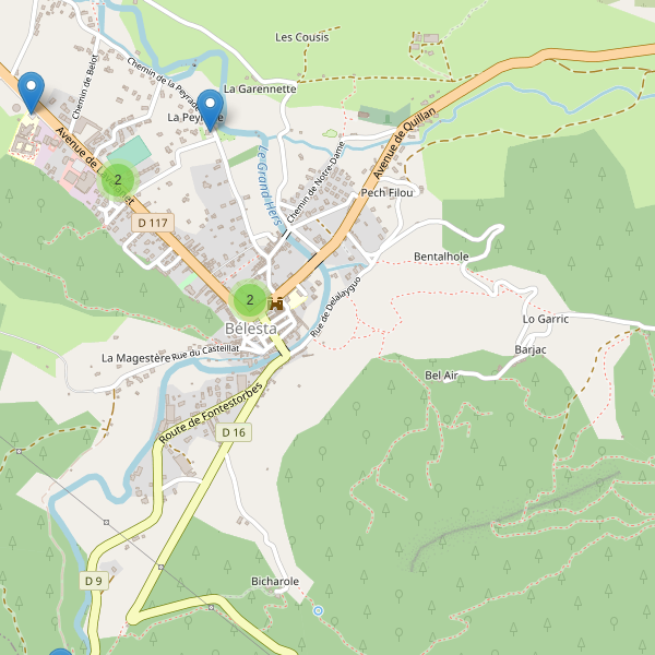 Carte des parkings à Bélesta (Ariège) Thumbnail