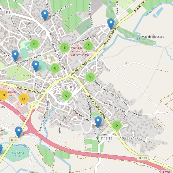 Carte des parkings à Gignac (Hérault) Thumbnail