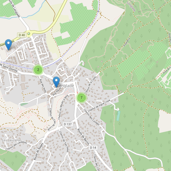 Carte des parkings à Langlade Thumbnail