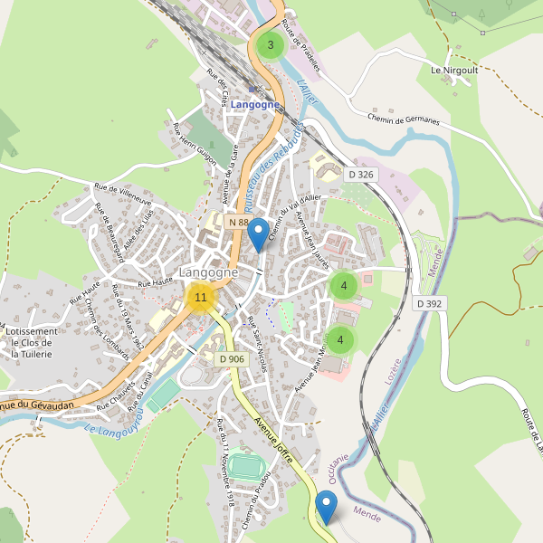 Carte des parkings à Langogne Thumbnail