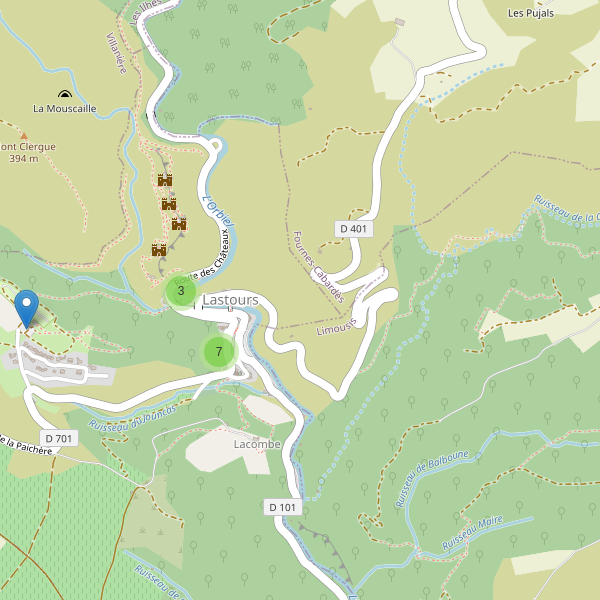 Carte des parkings à Lastours (Aude) Thumbnail