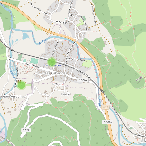 Carte des parkings à Les Cabannes (Ariège) Thumbnail
