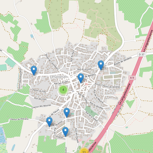 Carte des parkings à Lespignan Thumbnail