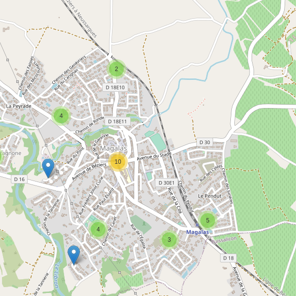 Carte des parkings à Magalas Thumbnail