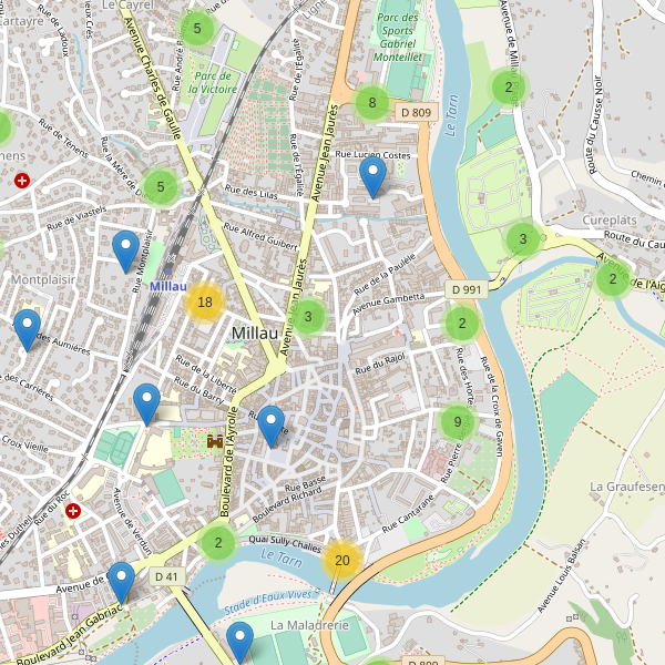 Carte des parkings à Millau Thumbnail
