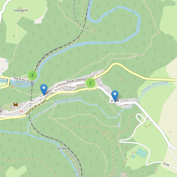 Carte des parkings à Najac Thumbnail