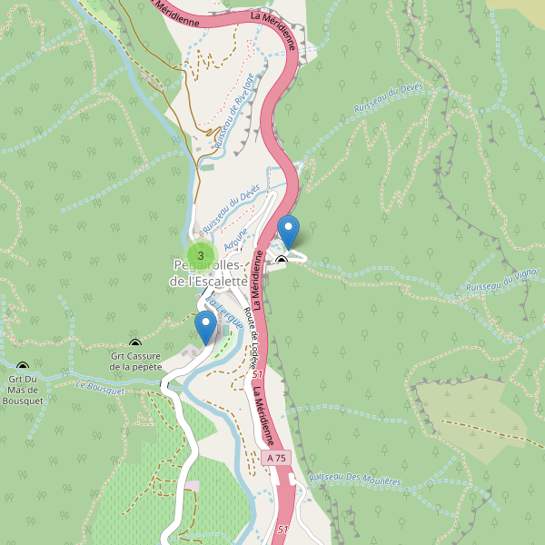 Carte des parkings à Pégairolles-de-l'Escalette Thumbnail