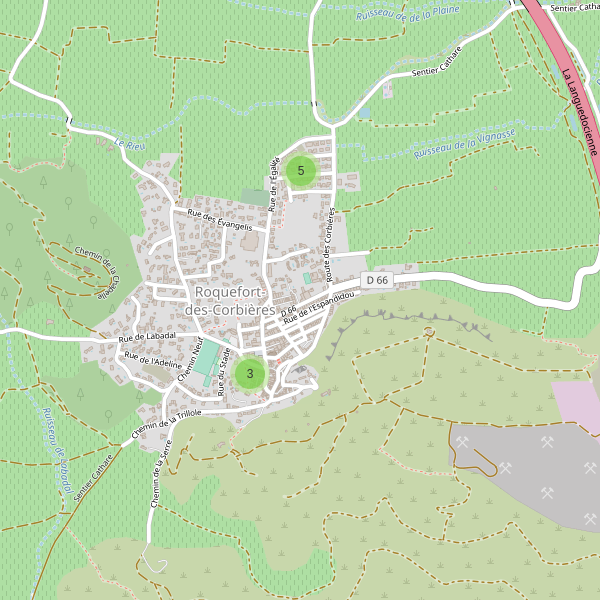 Carte des parkings à Roquefort-des-Corbières Thumbnail