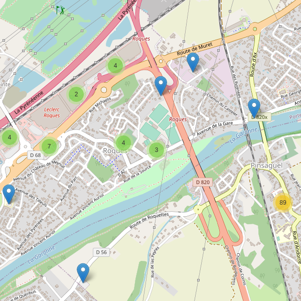 Carte des parkings à Roques (Haute-Garonne) Thumbnail