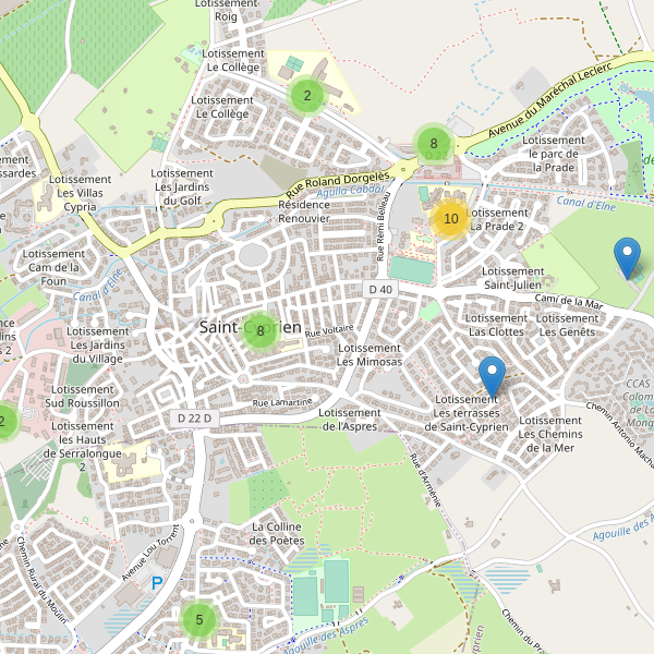 Thumbnail Carte des parkings à Saint-Cyprien (Pyrénées-Orientales)