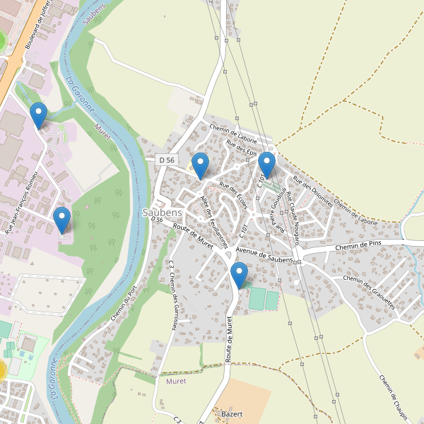 Carte des parkings à Saubens Thumbnail