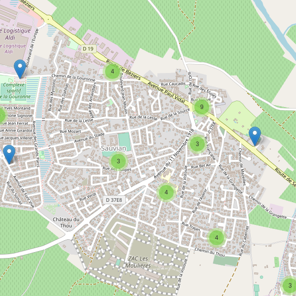 Carte des parkings à Sauvian Thumbnail