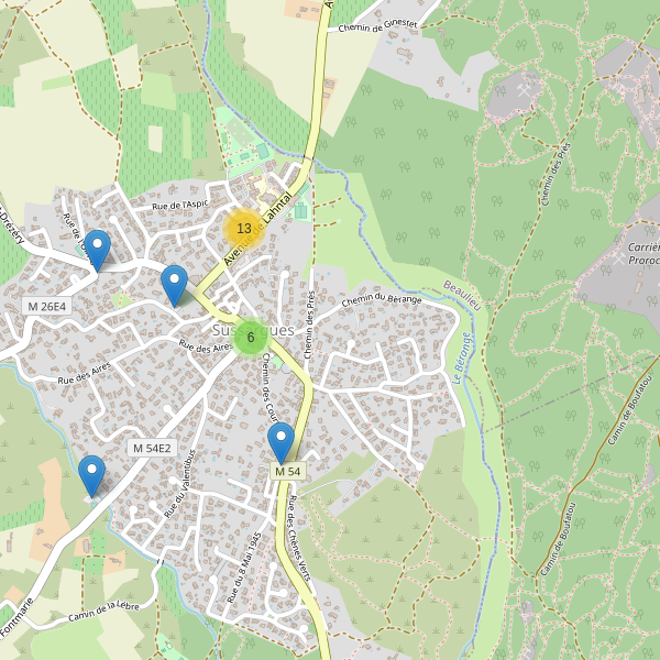 Carte des parkings à Sussargues Thumbnail