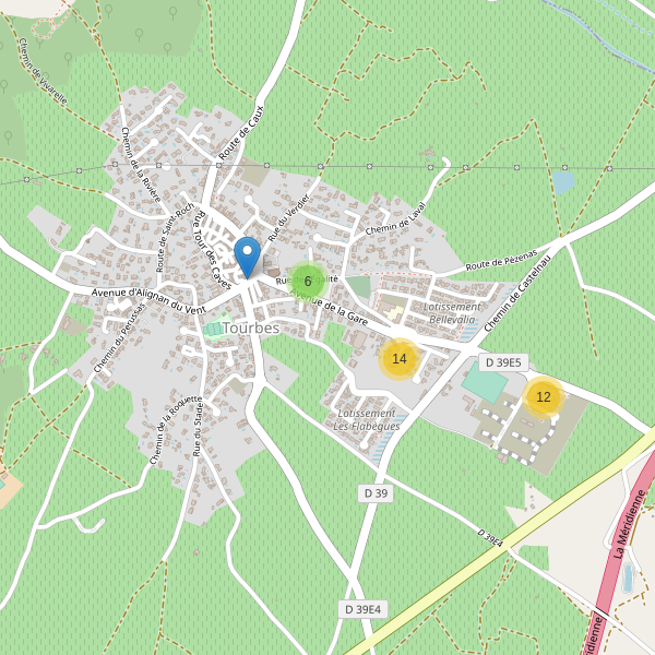Carte des parkings à Tourbes Thumbnail