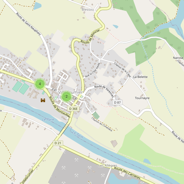 Carte des parkings à Villebrumier Thumbnail