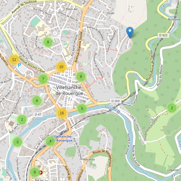 Carte des parkings à Villefranche-de-Rouergue Thumbnail
