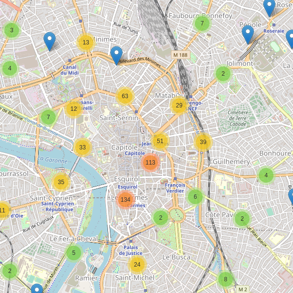 Thumbnail Carte des restaurants à Toulouse