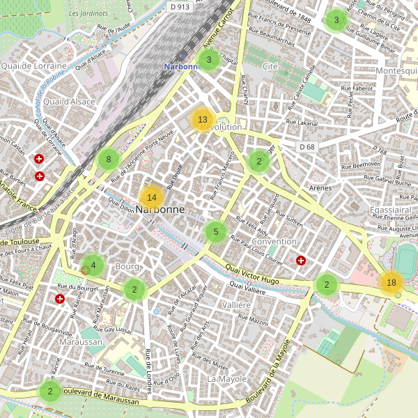 Carte des stationnement-velos à Narbonne Thumbnail