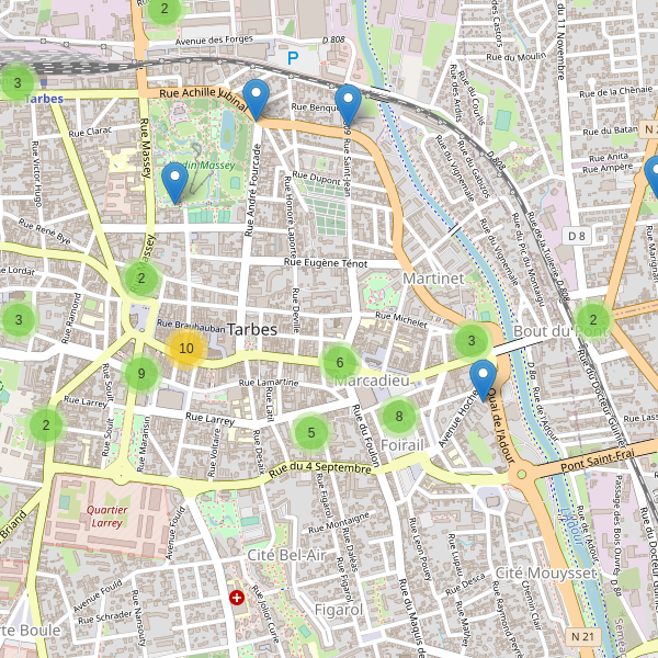 Carte des stationnement-velos à Tarbes Thumbnail