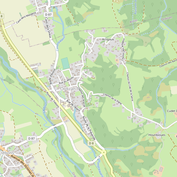 Carte des hotels à Ordizan Thumbnail