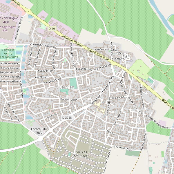Carte des stations-autobus à Sauvian Thumbnail