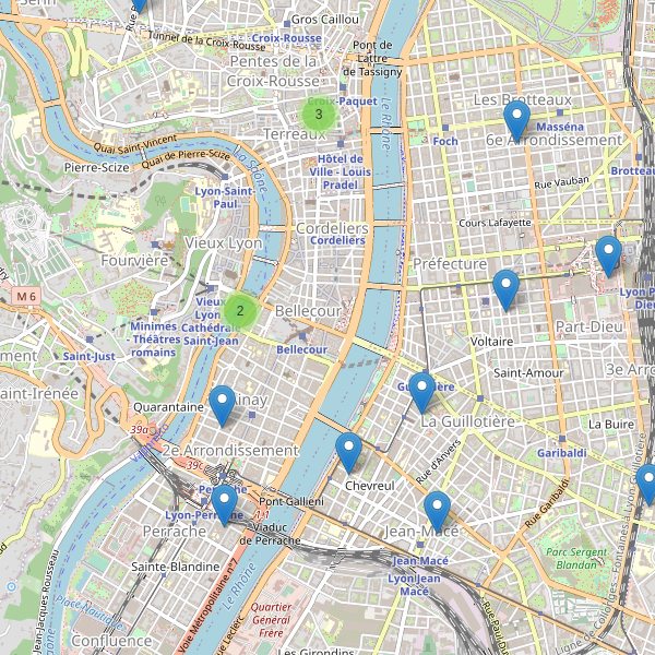 Carte des bibliotheques à Lyon (Rhône) Thumbnail