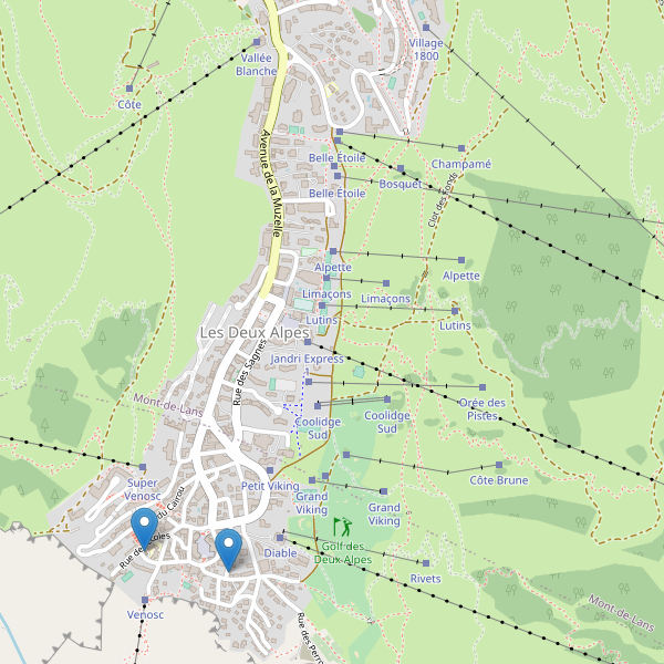 Carte des eglises à Les Deux Alpes Thumbnail