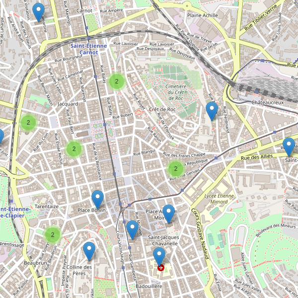 Carte des eglises à Saint-Étienne (Loire) Thumbnail