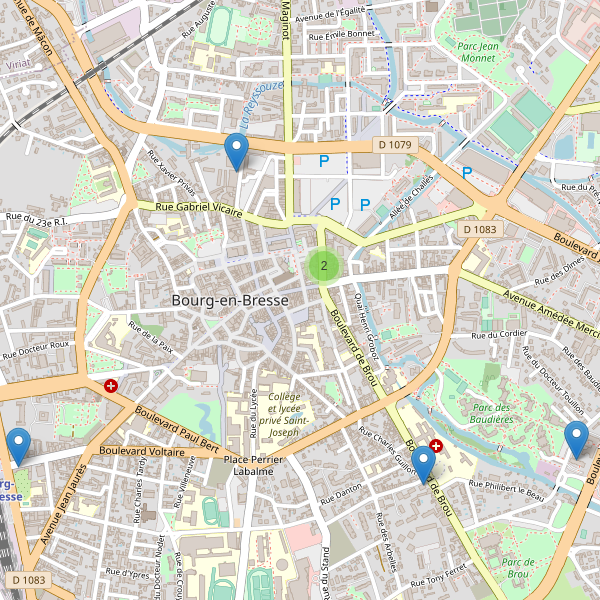 Thumbnail Carte des hôtels à Bourg-en-Bresse