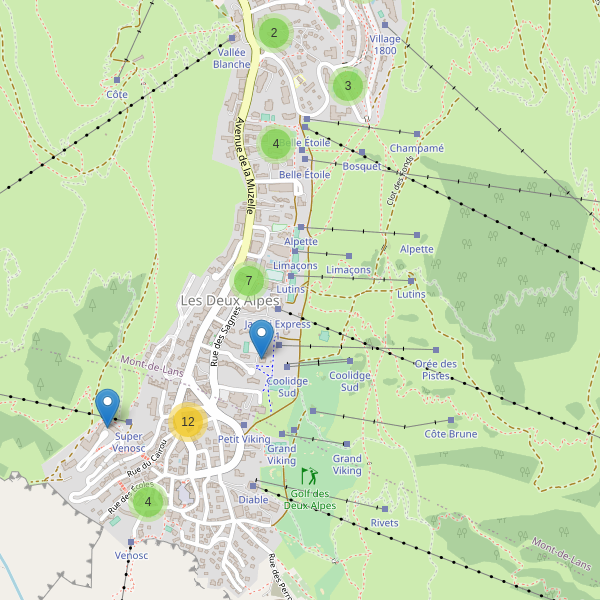 Thumbnail Carte des hôtels à Les Deux Alpes