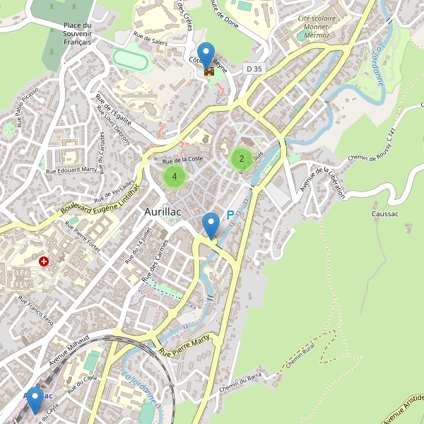 Carte des monuments à Aurillac Thumbnail