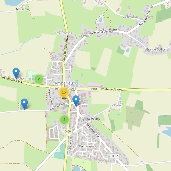 Carte des parkings à Ambérieux-en-Dombes Thumbnail